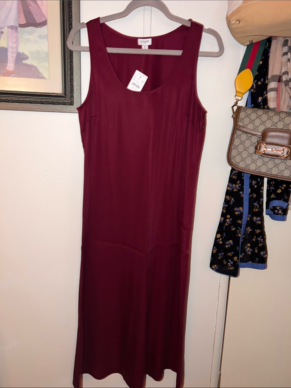 J. Crew Sleeveless Midi Dress in Burgundy